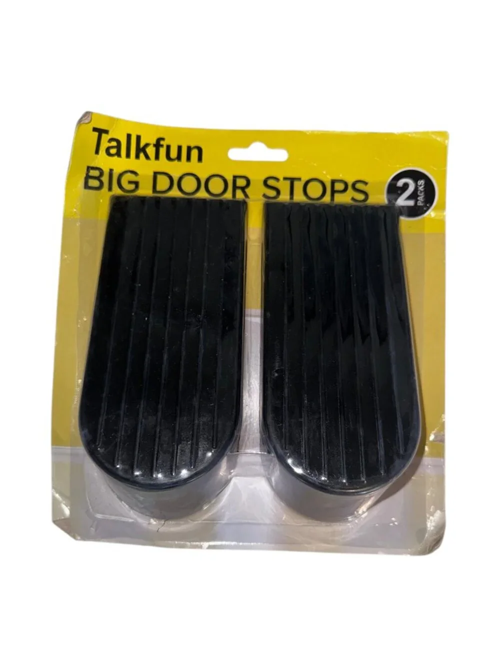Talkfun Big Door Stops 2 Pack - Durable Black Door Wedges